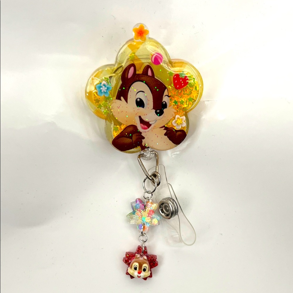 New cute Chip n Dale shaker badge reel city custom charms